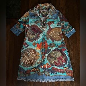 Dizzy Lizzie Aquarium Chatham Colorful Fish Print Dress Small